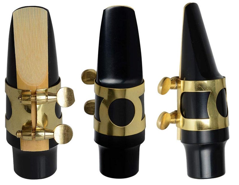 Jiayouy Soprano Sax Saxophone Mouthpiece with One Reed Golden Plated Ligature and Plastic Cap - Image 3
